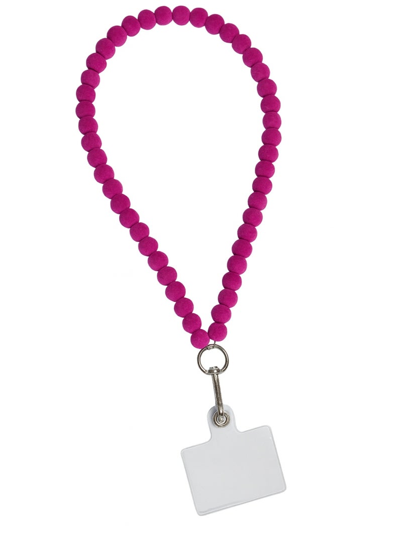 سوار موبايل قصير من الخرز – مسكة يد قوية وأنيقة، لون فوشيا - Image 1